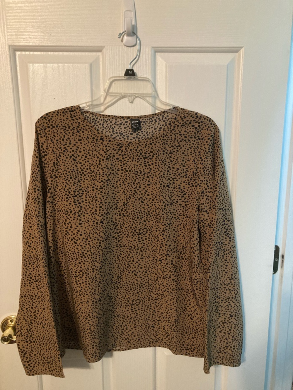 SHEIN Tan Leopard Print Long-Sleeve Top